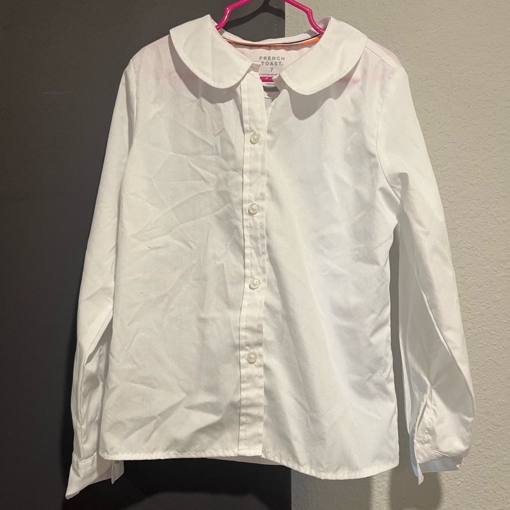 French Toast White Shirt with Peter Pan Collar